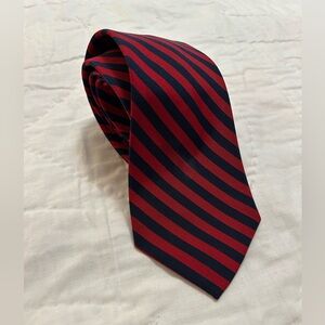 Vtg BROOKS BROTHERS Irish Poplin Silk Wool Tie No. 1 Repp Stripe Navy Red